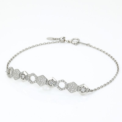 ハニカムブレスレットPt950kf天然ダイヤモンド【トータル0.35ct】　KFBR24