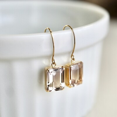 【ジュエリー】K18 アメトリン 揺れる 一粒石 ピアス オクタゴンカット 保証書付 IA-2564