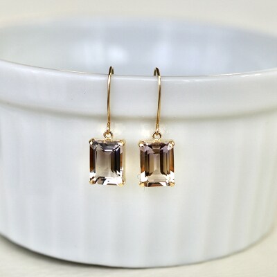 【ジュエリー】K18 アメトリン 揺れる 一粒石 ピアス オクタゴンカット 保証書付 IA-2564