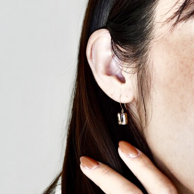 【ジュエリー】K18 アメトリン 揺れる 一粒石 ピアス オクタゴンカット 保証書付 IA-2564