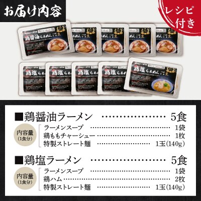甲州地どりの鶏塩ラーメン(5食)&鶏醤油ラーメン(5食)