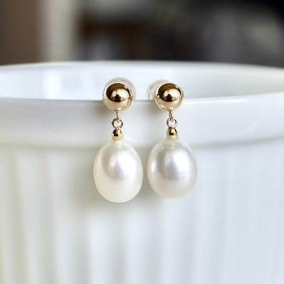 【ジュエリー】K10 イエローゴールド 揺る パール ピアス 保証書付 SE-2359