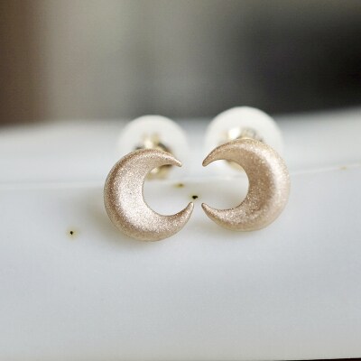 【ジュエリー】K10YG ムーン 月 ピアス 艶消し マット仕上げ 保証書付 PB-1880