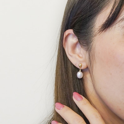 【ジュエリー】K10 イエローゴールド 揺る パール ピアス 保証書付 SE-2361