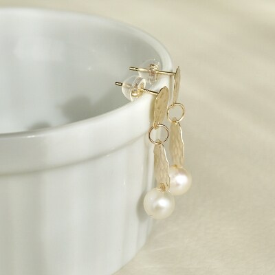 【ジュエリー】K10 イエローゴールド キラキラ パール ピアス 保証書付 SE-2062