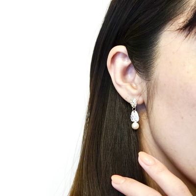 【ジュエリー】K10 イエローゴールド キラキラ パール ピアス 保証書付 SE-2062