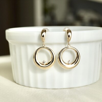 【ジュエリー】K10 イエローゴールド ダイヤモンドサークルピアス 保証書付 SE-2280