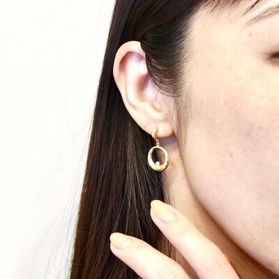 【ジュエリー】K10 イエローゴールド ダイヤモンドサークルピアス 保証書付 SE-2280