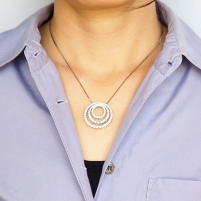 プラチナ 3.0ct サークル　ダイヤモンド ペンダントネックレス　HH-019517