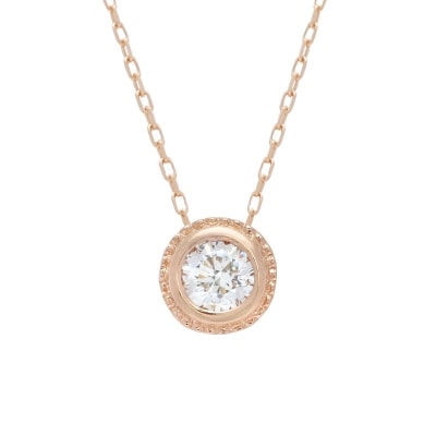 【K10ピンクゴールド】SIクラスダイヤモンド0.1ctシンプルネックレス【TK-13384】