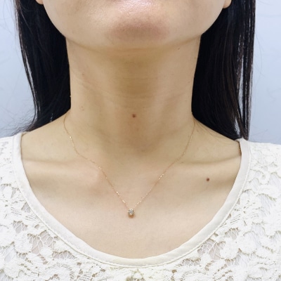 【K10ピンクゴールド】SIクラスダイヤモンド0.1ctシンプルネックレス【TK-13384】