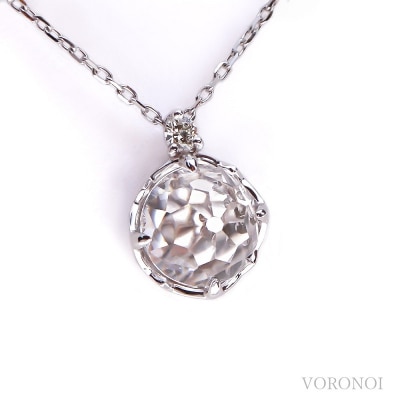 K10WGクリアクォーツフラワーカットダイヤネックレスMINAMOセッティング VO0072PCQ