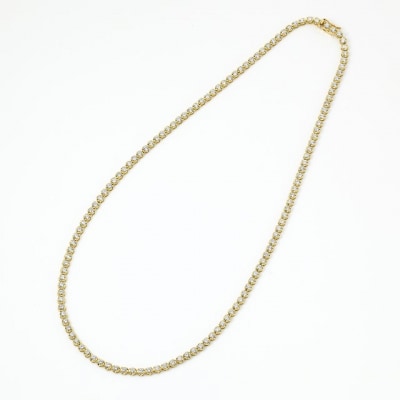 K18YGテニスネックレス　ストレート　ワイドシャトン　ダイヤモンド【5.00ct】K06014-H