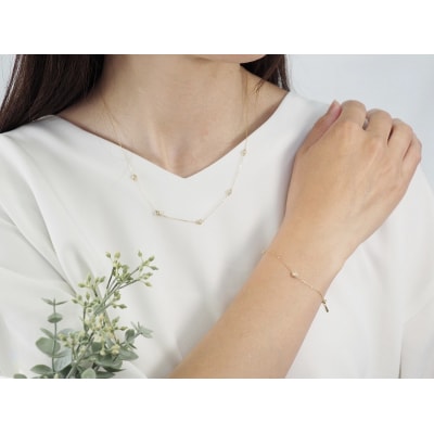 K18YG ダイヤモンドステーションネックレス&ブレスレット　P1914/3154