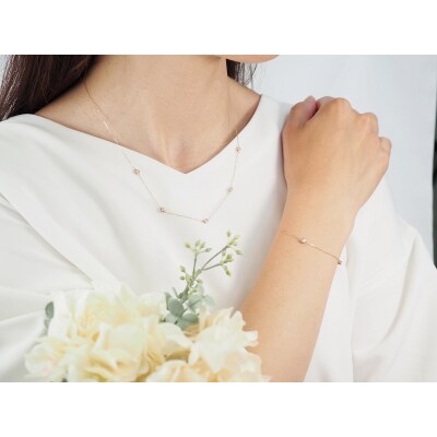 K18PG ダイヤモンドステーションネックレス&ブレスレット　P1914/3154