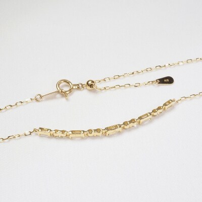 K18YG 0.50ct　バゲット&ラウンドダイヤモンドラインネックレス　P2428