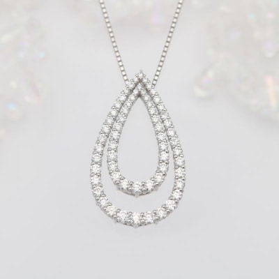 プラチナ 2.0ct しずく ダイヤモンド ペンダントネックレス　HH-019516