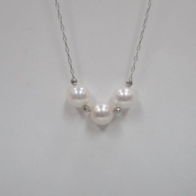 PT　あこや真珠3珠ミラーボール入りスルーペンダント(5)