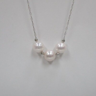 PT　あこや真珠3珠ミラーボール入りスルーペンダント(5)