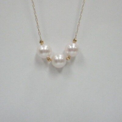 K18　あこや真珠3珠ミラーボール入りスルーペンダント(6)