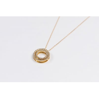 0.3ct K18YG二連サークルネックレス HY-4