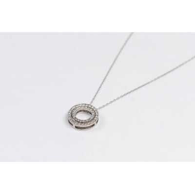 0.3ct PT900二連サークルネックレス HY-5
