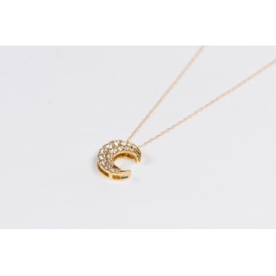 0.3ct K18YGムーンネックレス HY-23