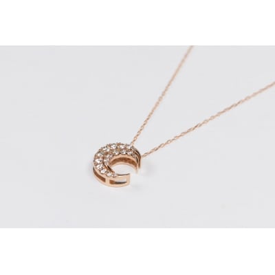 0.3ct K18PGムーンネックレス HY-24