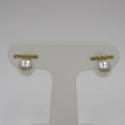 K18YG　あこや真珠(6.5-7mm)ダイヤモンド付ピアス(23)