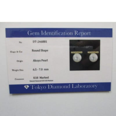 K18YG　あこや真珠(6.5-7mm)ダイヤモンド付ピアス(23)