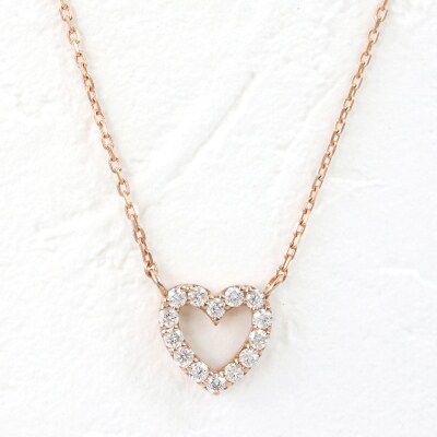 甲府市発 K18ピンクゴールド ダイヤモンドネックレス 0.09ct [PP-2508PG]