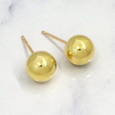 甲府市発k18イエローゴールド 丸玉ピアス 8mm 18金 スタッド 定番 [PS-1106YG]
