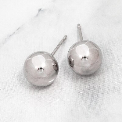 甲府市発 PT900 丸玉ピアス 8mm プラチナ スタッド 定番 [PS-1106PT]