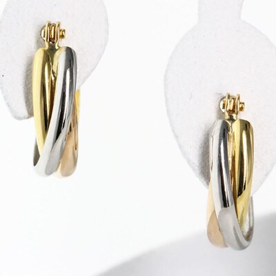 ピアス K18/プラチナ900 スリーカラー pt900 地金 コンビ カラー EJ-001