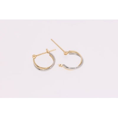 ピアス コンビカラー フープピアス K18イエローゴールド pt900 地金 EJ-004