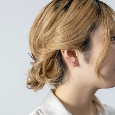 ピアス コンビカラー フープピアス K18イエローゴールド pt900 地金 EJ-004