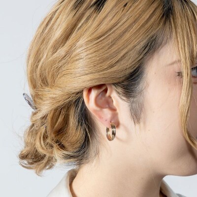 レディース ピアス 3カラー K18 pt900 地金 コンビ カラー EJ-006