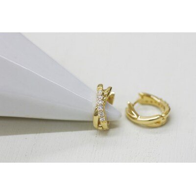 K18 イエローゴールド ダイヤフープピアス 中折れ式 0.16ct 0114466