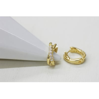 K18 イエローゴールド ダイヤフープピアス 中折れ式 0.16ct 0114466