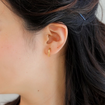 K18 デザイン 地金 ピアス　15134