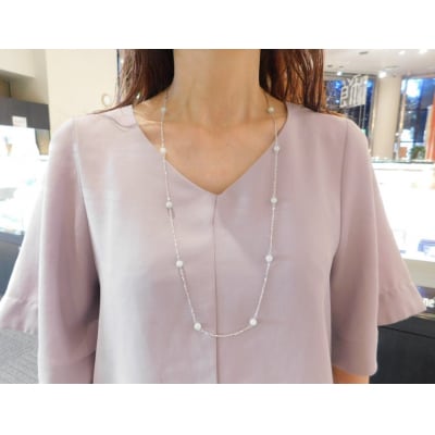 翡翠ステンレスネックレス80cm(シルバー)K06074-G