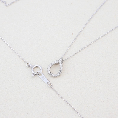 K18ホワイトゴールド 天然ダイヤモンドネックレス|50609-K18wg