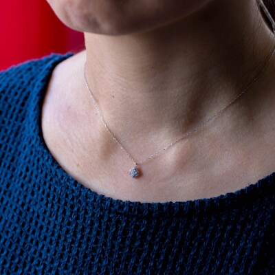 K18ホワイトゴールド 天然ダイヤモンドネックレス|51167-K18wg