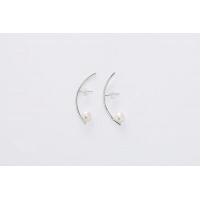 【プラチナ】7.0-7.5mm アコヤ真珠 ダイヤロングピアス/No.119