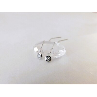 Pt900【D SI EX H&C】ダイヤモンドチェーンピアス　トータル0.2ct　K06056-H