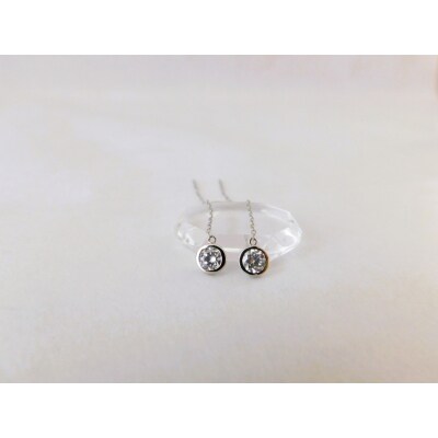 Pt900【D SI EX H&C】ダイヤモンドチェーンピアス トータル0.5ct K06057-H