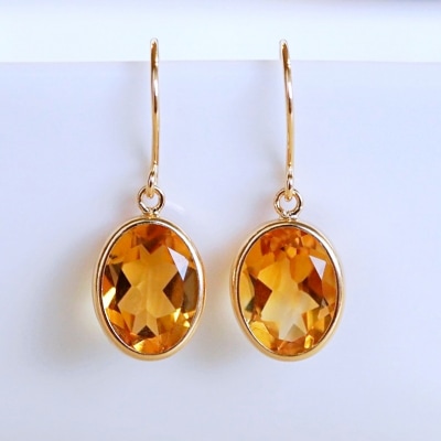 【ジュエリー】K18 イエローゴールド シトリン シンプル ピアス SIA-8808