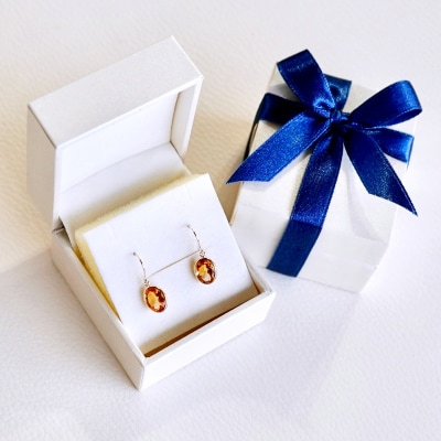 【ジュエリー】K18 イエローゴールド シトリン シンプル ピアス SIA-8808