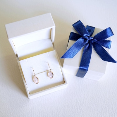 【ジュエリー】K18 イエローゴールド ローズクォーツ シンプル ピアス SIA-8808