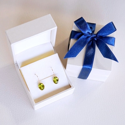 【ジュエリー】K18 イエローゴールド ペリドット シンプル ピアス SIA-8808